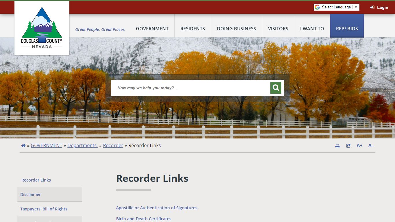 Recorder Links - Douglas County, Nevada